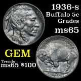 1936-s Buffalo Nickel 5c Grades GEM Unc