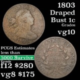 1803 Draped Bust Large Cent 1c Grades vg+ (fc)