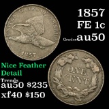 1857 Flying Eagle Cent 1c Grades AU, Almost Unc (fc)