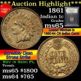 ***Auction Highlight*** Key date 1861 Indian Cent 1c Graded GEM Unc by USCG (fc)
