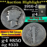 ***Auction Highlight*** 1916-d Mercury Dime 10c Graded g, good by USCG (fc)