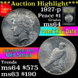 ***Auction Highlight*** 1927-p Peace Dollar $1 Graded Choice Unc by USCG (fc)