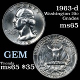 1963-d Washington Quarter 25c Grades GEM Unc