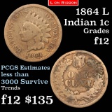 1864 L Indian Cent 1c Grades f, fine