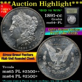 ***Auction Highlight*** 1891-cc Morgan Dollar $1 Graded Choice Unc+ PL by USCG (fc)