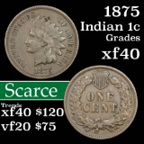 1875 Indian Cent 1c Grades xf