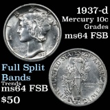 1937-d Mercury Dime 10c Grades Choice Unc FSB