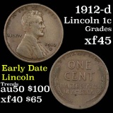 1912-d Lincoln Cent 1c Grades xf+