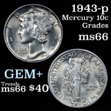 1943-p Mercury Dime 10c Grades GEM+ Unc