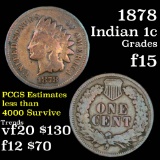 1878 Indian Cent 1c Grades f+