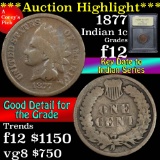 ***Auction Highlight*** 1877 Indian Cent 1c Graded f, fine by USCG (fc)