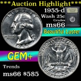 ***Auction Highlight*** 1955-d Washington Quarter 25c Graded GEM+ Unc by USCG (fc)