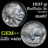 1937-p Buffalo Nickel 5c Grades GEM++ Unc (fc)