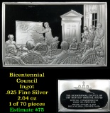 Bicentennial Council of 13 original States Ingot #55, Terms For Peace - 1.84 oz sterling silver