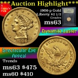 1906-p Gold Liberty Quarter Eagle $2 1/2 Graded Select Unc by USCG (fc)