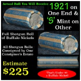 Full roll of Buffalo Nickels, 1921 on one end & a 's' Mint reverse on other end Buffalo Nickel 5c