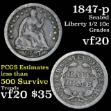 1847-p Seated Liberty Half Dime 1/2 10c Grades vf, very fine