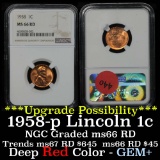 NGC 1958-p Lincoln Cent 1c Graded ms66 RD by NGC