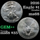2016(w) Silver Eagle Dollar $1 Grades GEM+++ Unc