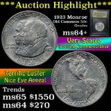 ***Auction Highlight*** 1923-s Monroe Old Commem Half Dollar 50c Graded Choice+ Unc by USCG (fc)