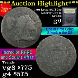 ***Auction Highlight*** 1795 Letter Edge Liberty Cap Flowing Hair large 1c Graded g+ by USCG (fc)