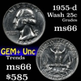 ***Auction Highlight*** 1955-d Washington Quarter 25c Grades GEM+ Unc (fc)