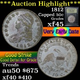 ***Auction Highlight*** 1812 Capped Bust Half Dollar 50c Graded xf+ by USCG (fc)