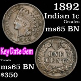 1892 Indian Cent 1c Grades GEM Unc BN (fc)