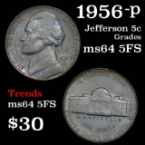 1956-p Jefferson Nickel 5c Grades Choice Unc 5fs
