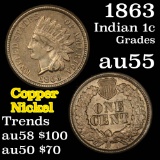 1863 Indian Cent 1c Grades Choice AU