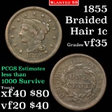 1855 Braided Hair Large Cent 1c Grades vf++