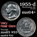 1955-d Washington Quarter 25c Grades Choice+ Unc