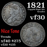 1821 Capped Bust Half Dollar 50c Grades vf++ (fc)