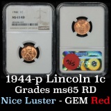 NGC 1944-p Lincoln Cent 1c Graded ms65 RD by NGC