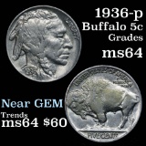 1936-p Buffalo Nickel 5c Grades Choice Unc