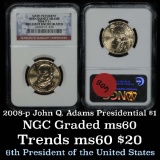 NGC 2008-p John Quincy Adams Presidential dollar $1 Graded ms60 by NGC