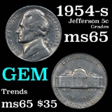 1954-s Jefferson Nickel 5c Grades GEM Unc