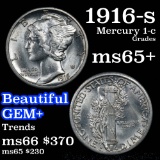 1916-s Mercury Dime 10c Grades GEM+ Unc (fc)