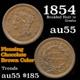 1854 Braided Hair Large Cent 1c Grades Choice AU