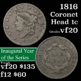 1816 Coronet Head Large Cent 1c Grades vf, very fine