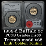 PCGS 1938-d Buffalo Nickel 5c Graded ms66 by PCGS