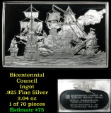 Bicentennial Council of 13 States Ingot #57 John Paul Jones Defeats British-1.84 oz sterling silver