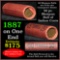 Indian Head Penny 1c Shotgun Roll, 1887 on one end, reverse on the other (fc)