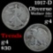 1917 D Obverse Walking Liberty Half Dollar 50c Grades g, good