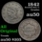 1842 Braided Hair Large Cent 1c Grades AU, Almost Unc (fc)