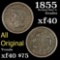 1855 Braided Hair Large Cent 1c Grades xf