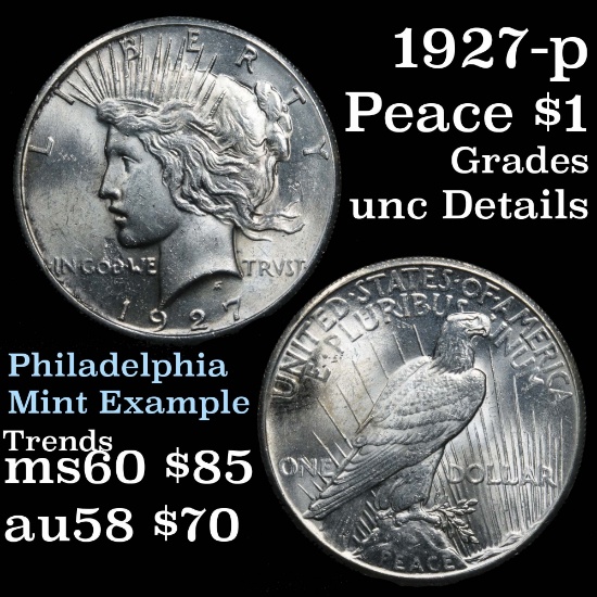 1927-p Peace Dollar $1 Grades Unc Details