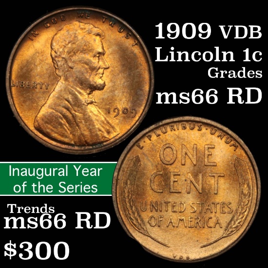 1909 VDB Lincoln Cent 1c Grades GEM+ Unc RD (fc)