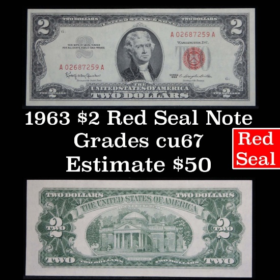 1963 $2 red seal United States note Grades Gem++ CU