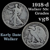 1918-d Walking Liberty Half Dollar 50c Grades vg, very good